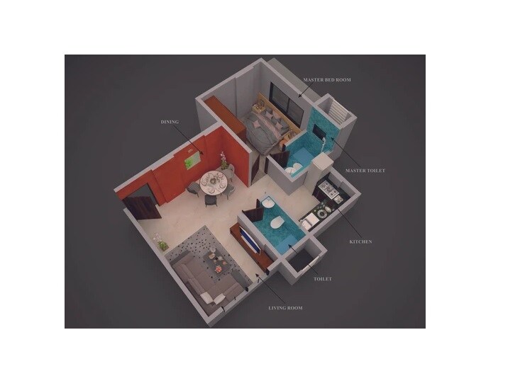 Floor plan of 1 BHK 382 Sq. Ft. Apartment in Devika Towers, Mumbai