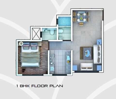 Floor plan of 1 BHK 392 Sq. Ft. Apartment in Devtaa Vijay Chs, Mumbai