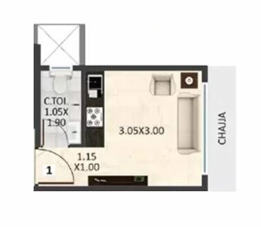 Floor plan of 206 Sq. Ft. Studio in DGS Heights, Mumbai