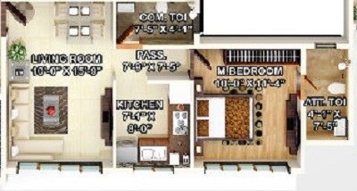 Floor plan of 1 BHK 432 Sq. Ft. Apartment in DGS Sheetal Airwings, Mumbai