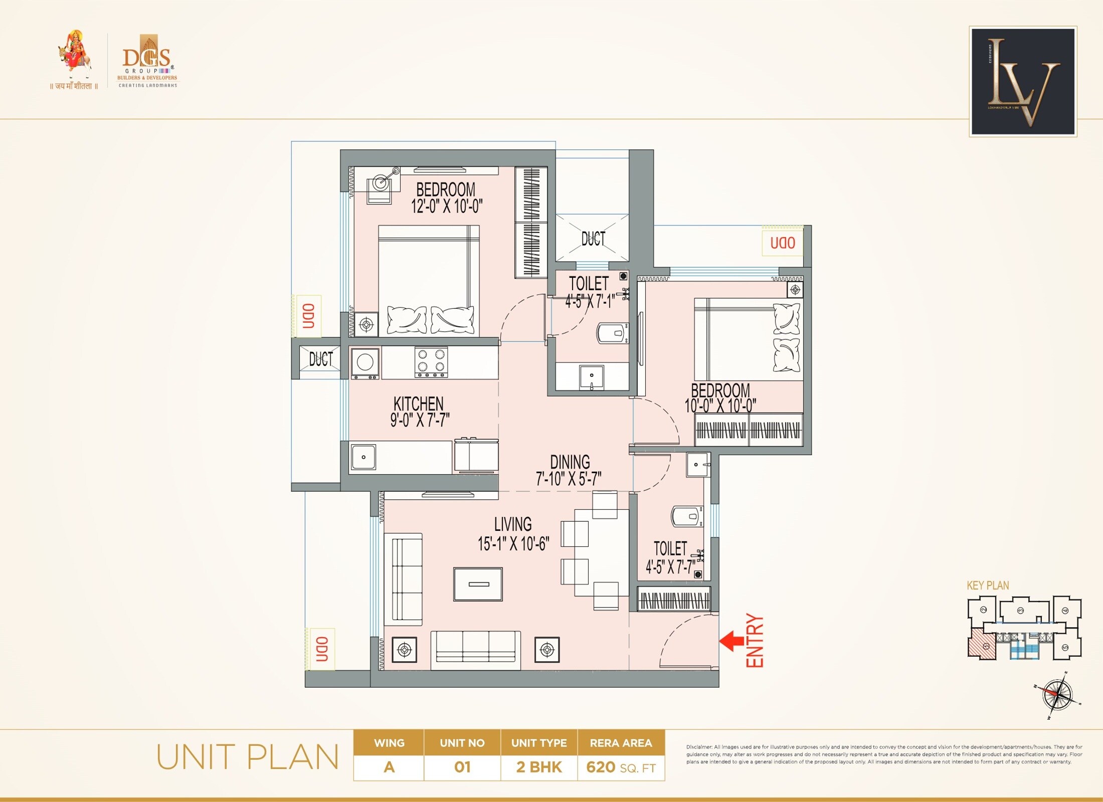 2 BHK 620 Sq. Ft. Apartment