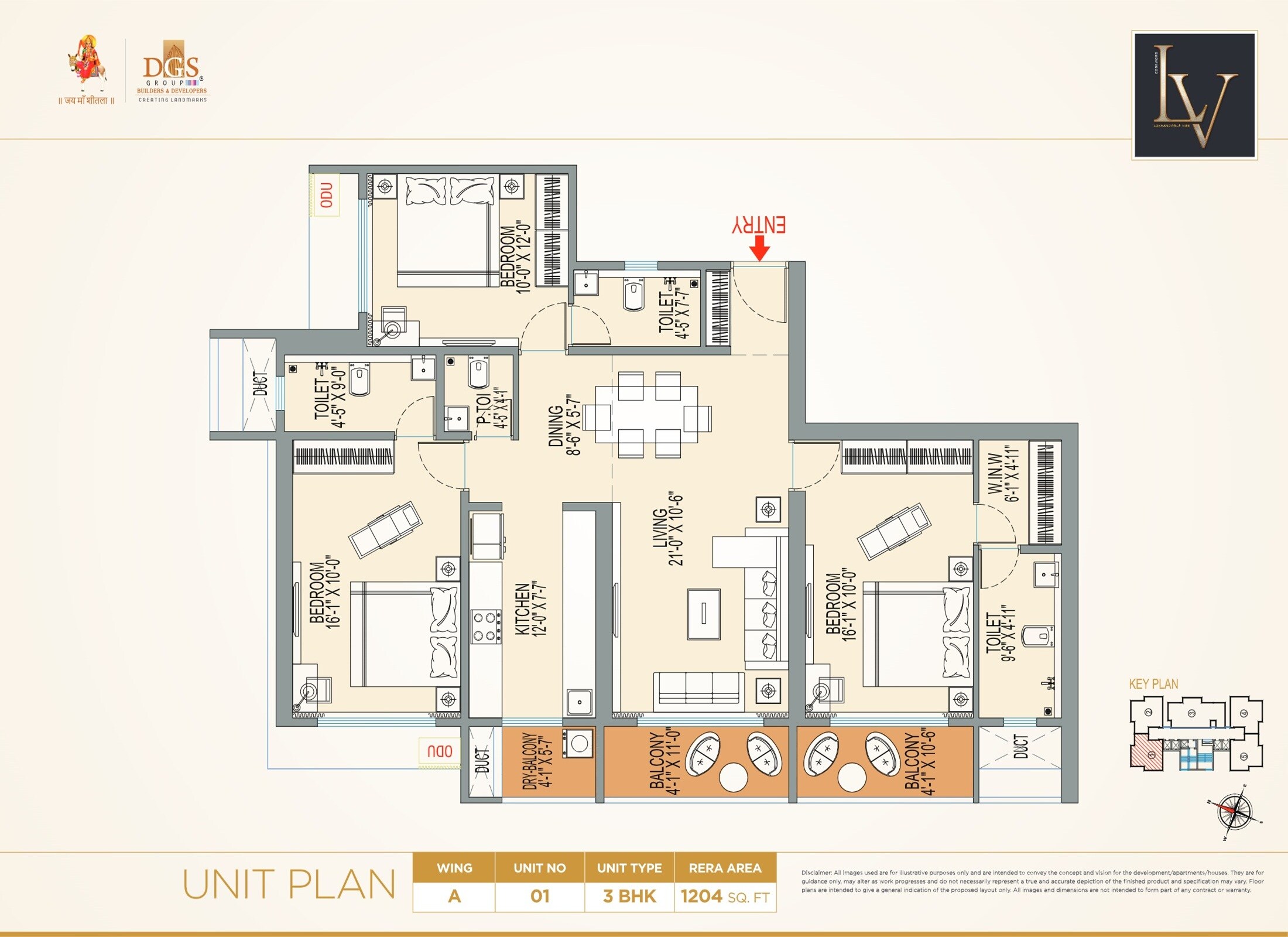 3 BHK 1204 Sq. Ft. Apartment