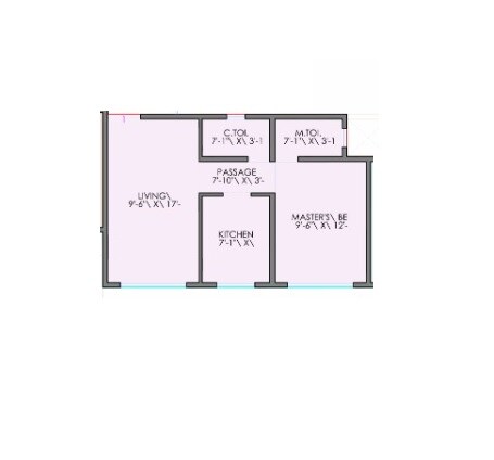 Floor plan of 1 BHK 433 Sq. Ft. Apartment in DGS Sheetal Grandeur, Mumbai