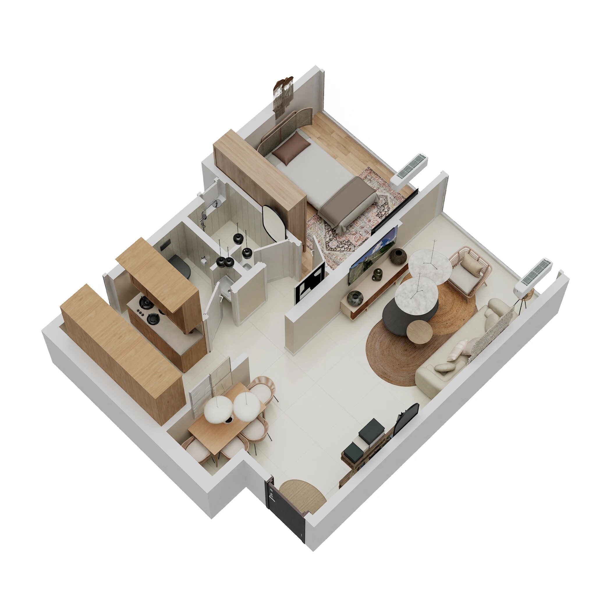 Floor plan of 1 BHK 424 Sq. Ft. Apartment in DGS Sheetal Hira, Mumbai