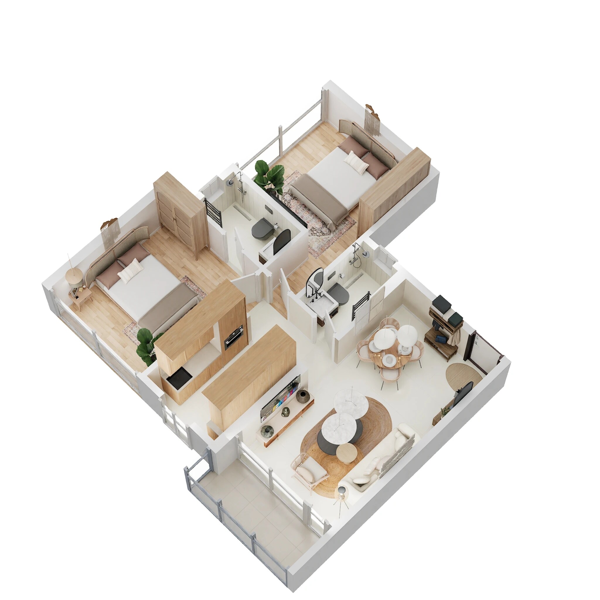 Floor plan of 2 BHK 593 Sq. Ft. Apartment in DGS Sheetal Kiara, Mumbai