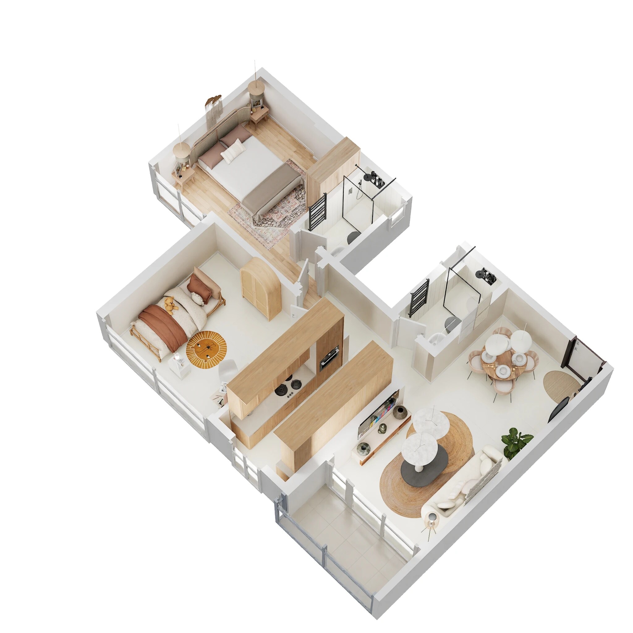 Floor plan of 2 BHK 635 Sq. Ft. Apartment in DGS Sheetal Kiara, Mumbai