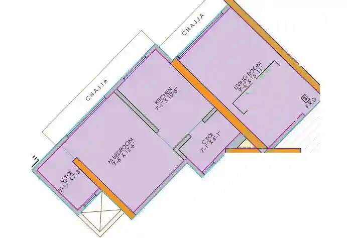 Floor plan of 1 BHK 417 Sq. Ft. Apartment in DGS Sheetal Lennie, Mumbai