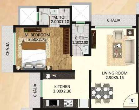 1 BHK 366 Sq. Ft. Apartment in DGS Sheetal Om Jay Aradhana