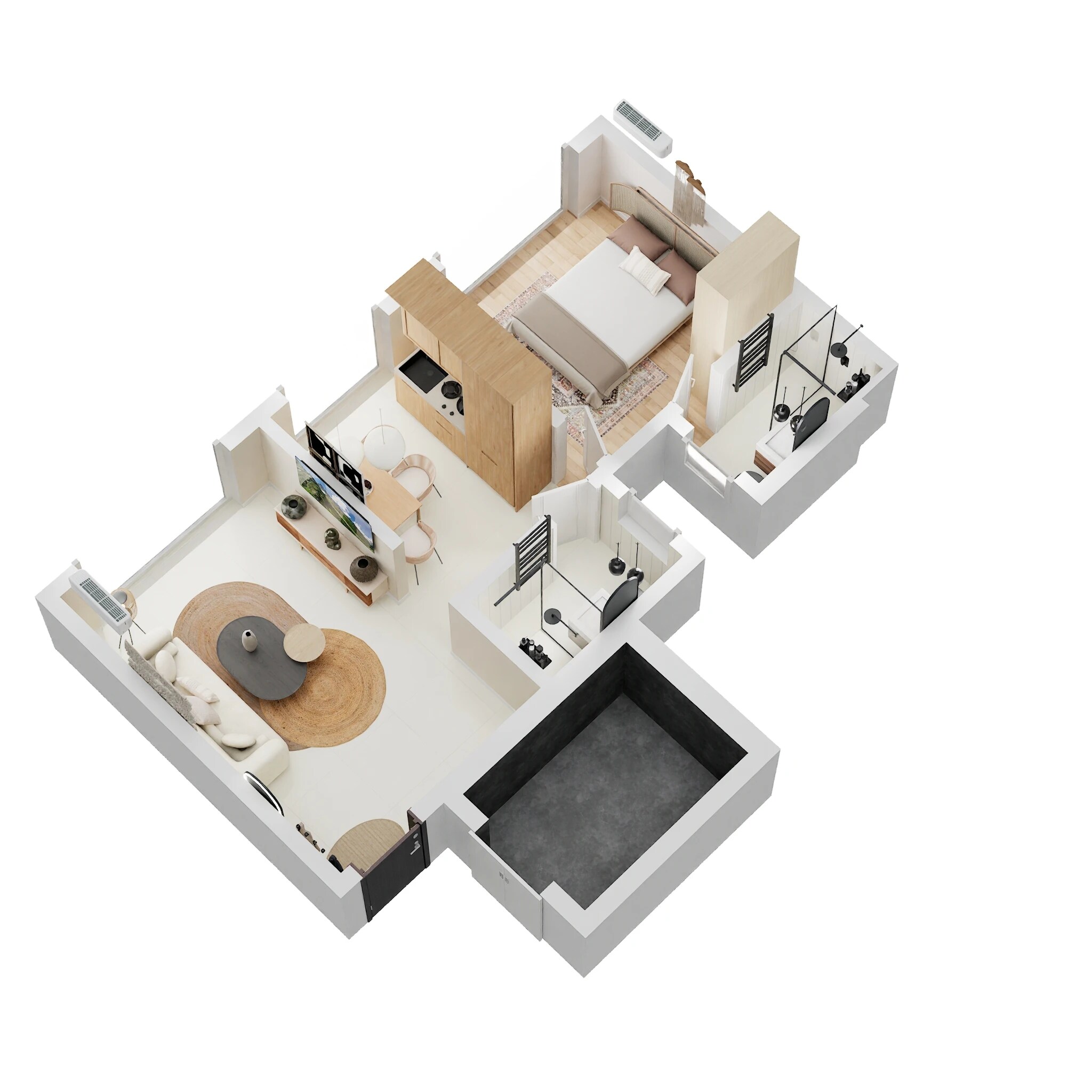 Floor plan of 1 BHK 375 Sq. Ft. Apartment in DGS Sheetal Shashank, Mumbai