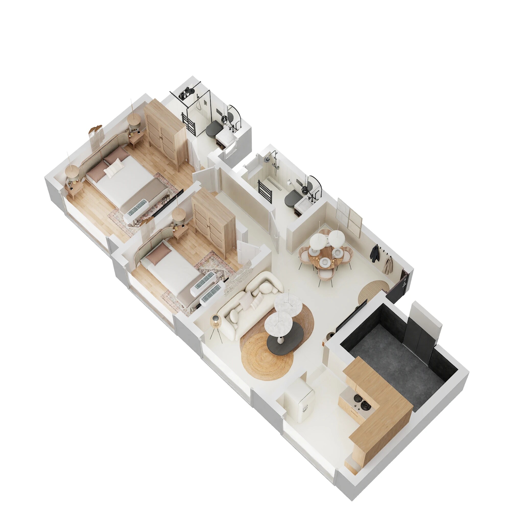 Floor plan of 2 BHK 569 Sq. Ft. Apartment in DGS Sheetal Shashank, Mumbai