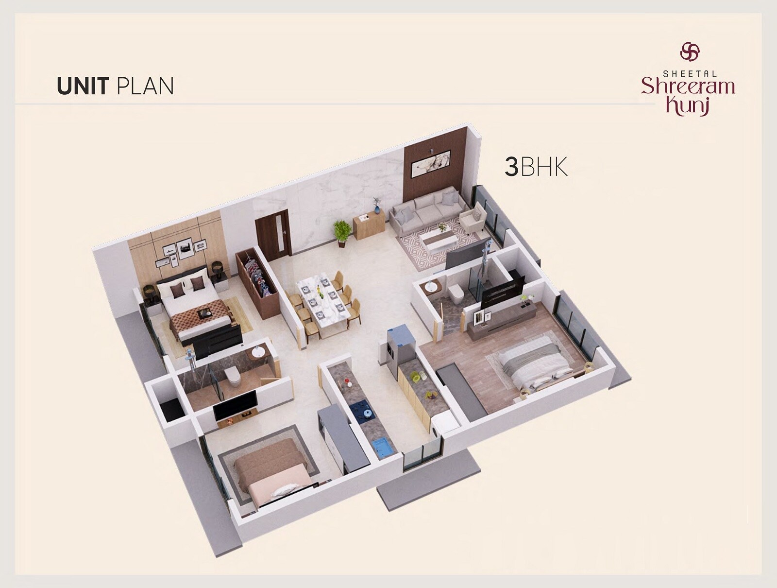3 BHK 751 Sq. Ft. Apartment