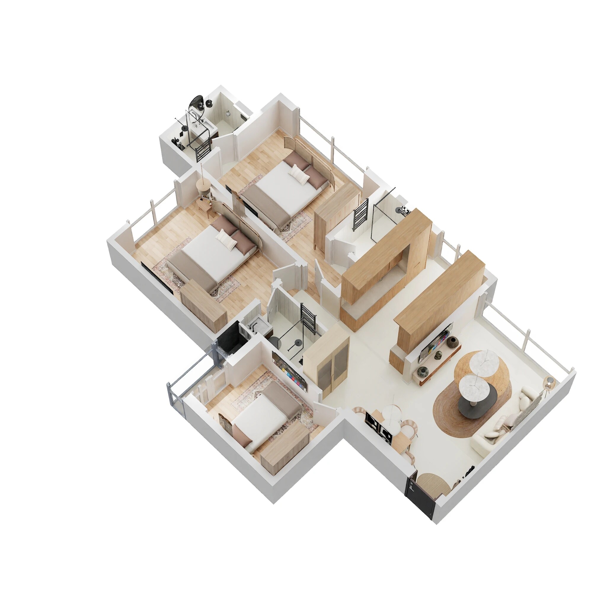 3 BHK 850 Sq. Ft. Apartment