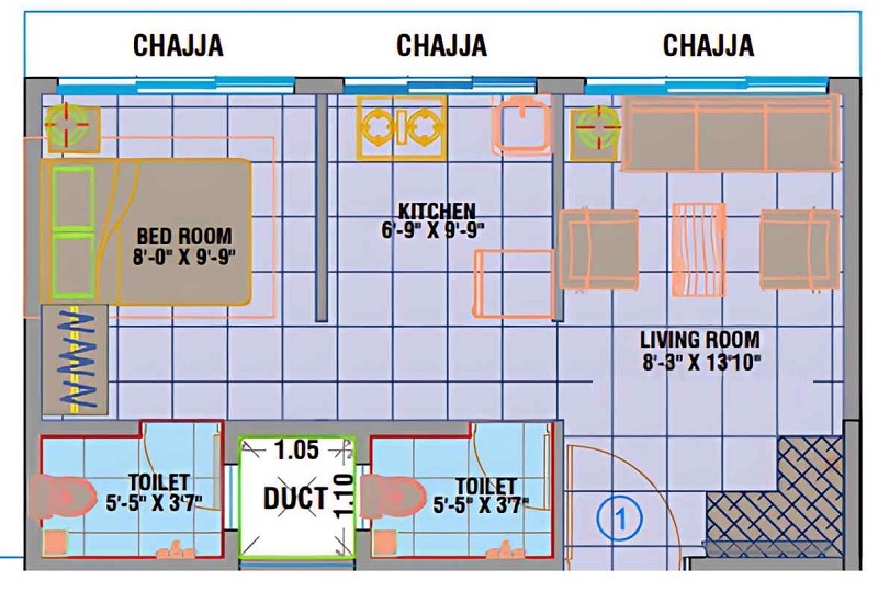 1 BHK 300 Sq. Ft. Apartment in DGS Sheetal Uptown