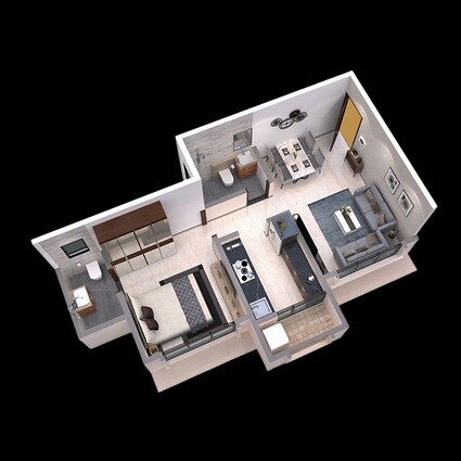 Floor plan of 1 BHK 415 Sq. Ft. Apartment in DGS Sheetal Usha, Mumbai