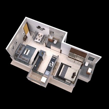Floor plan of 1 BHK 515 Sq. Ft. Apartment in DGS Sheetal Usha, Mumbai