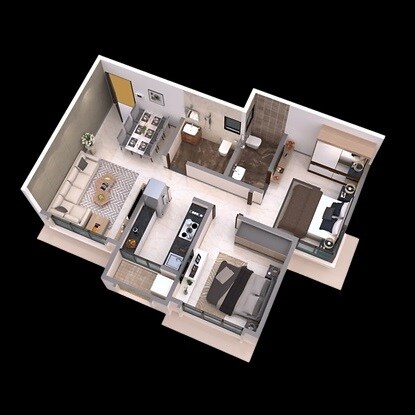 Floor plan of 2 BHK 730 Sq. Ft. Apartment in DGS Sheetal Usha, Mumbai