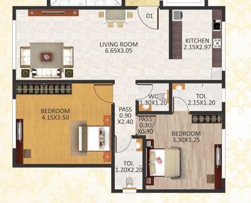 2 BHK 700 Sq. Ft. Apartment