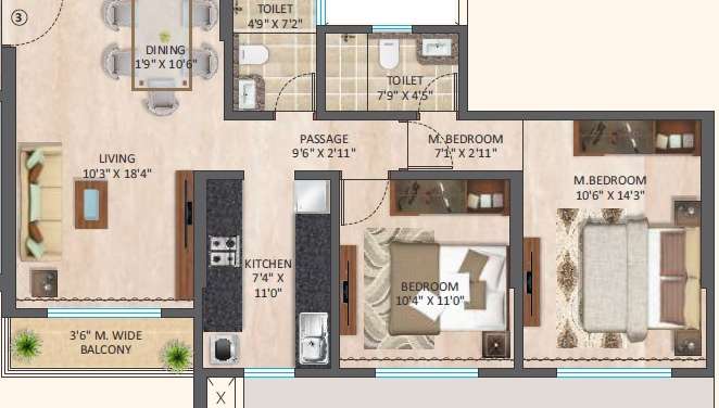 dh aagman residency apartment 2 bhk 789sqft 20230931190937