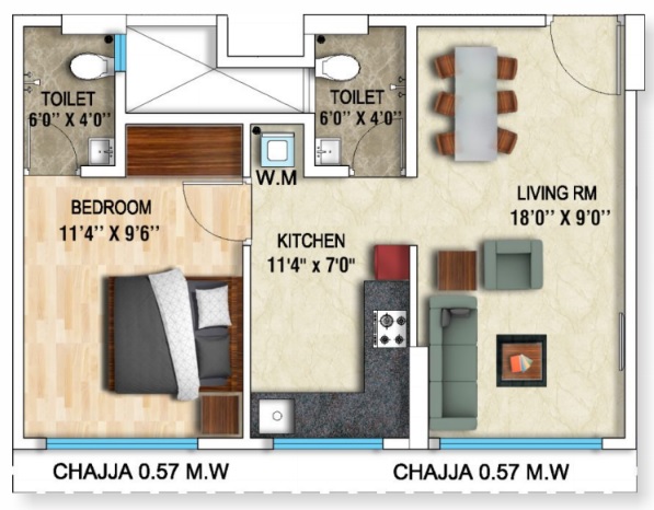 1 BHK 380 Sq. Ft. Apartment in Dhanraj Ashoka Grandeur