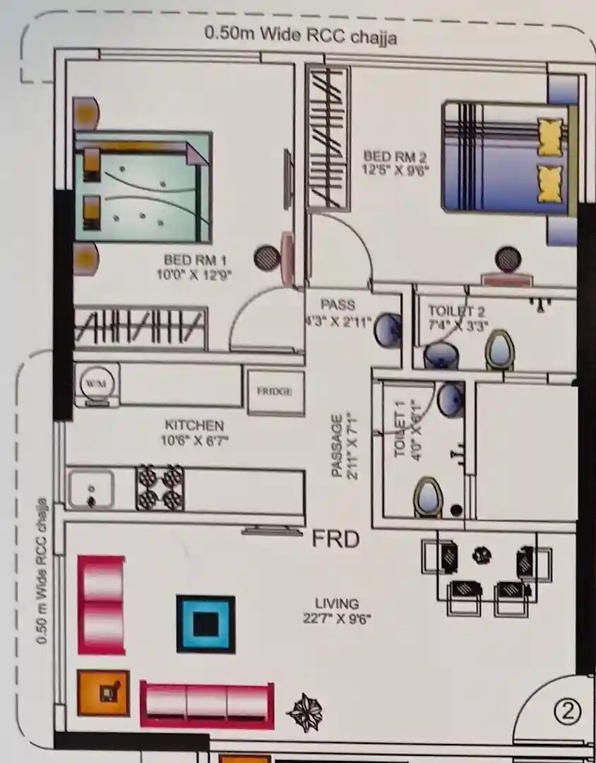 2 BHK 646 Sq. Ft. Apartment