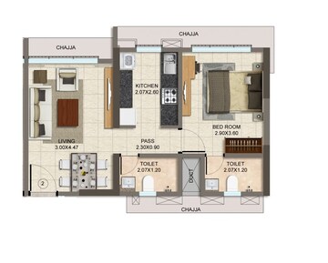  1 BHK Apartment at Dharti Presidio, Malad West – for Rent