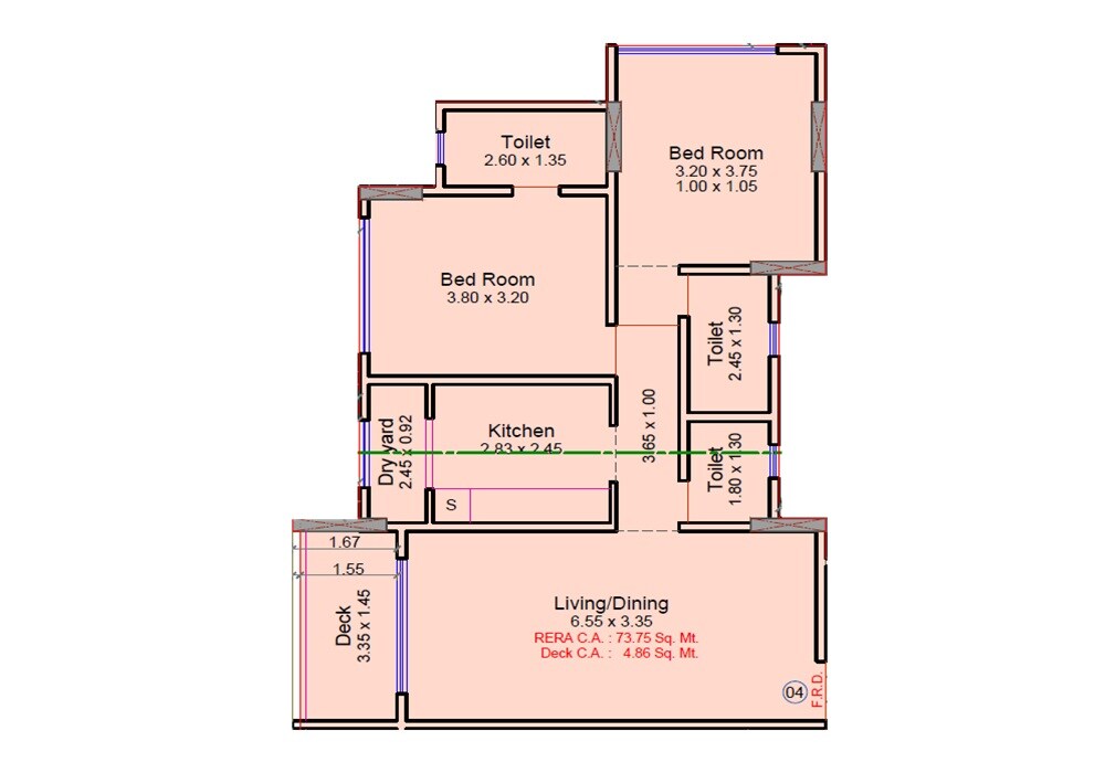 Floor plan of 2 BHK 794 Sq. Ft. Apartment in Dhaval Shyam Kutir, Mumbai