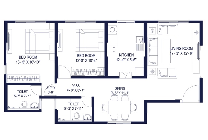 2 BHK 861 Sq. Ft. Apartment in Dhaval Sunrise Orlem