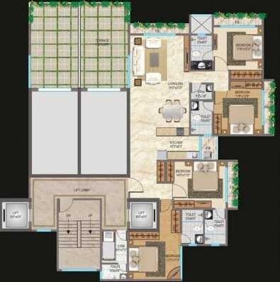 Floor plan of 2 BHK 1150 Sq. Ft. Apartment in Dheeraj Views, Mumbai