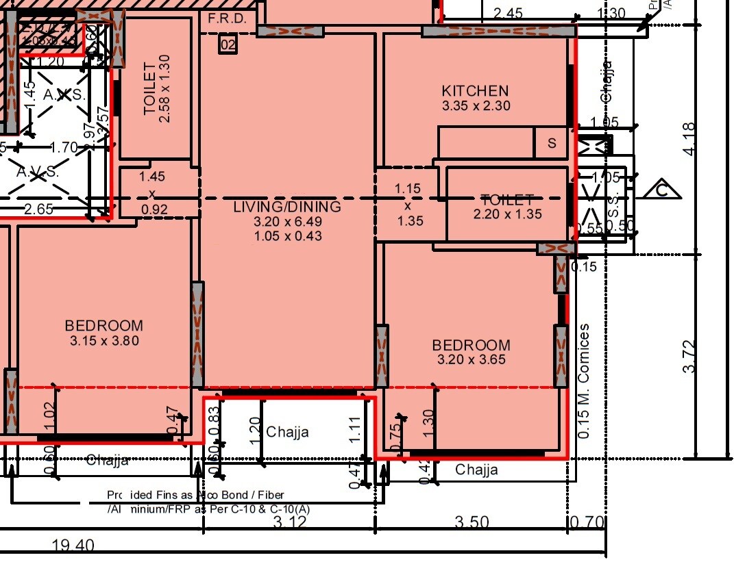 Floor plan of 2 BHK Apartment - 699 sq. ft. in Dhruv Mamata CHSL, Mumbai