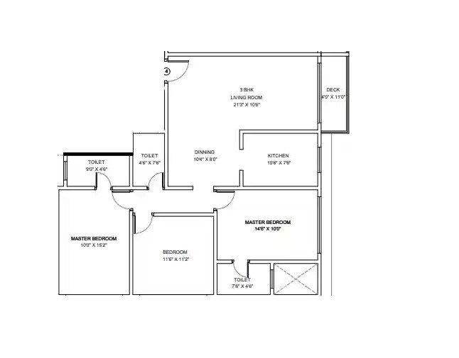 Floor plan of 3 BHK 1052 Sq. Ft. Apartment in Dignity Bayview, Mumbai