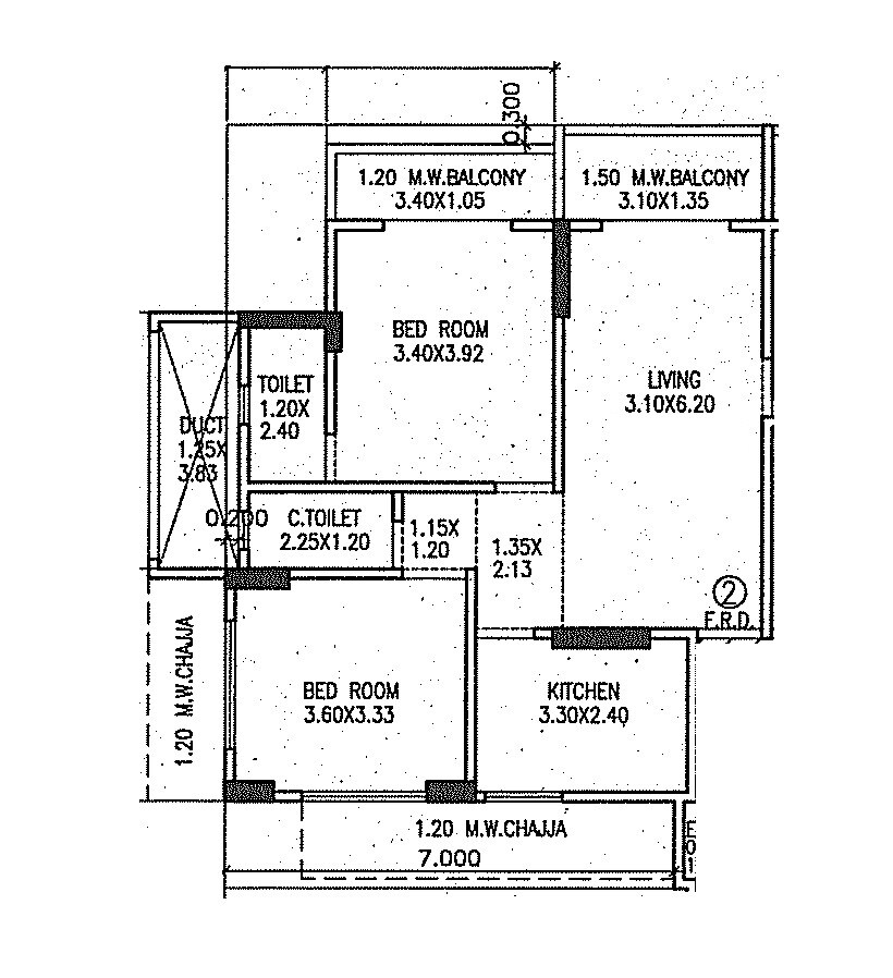 Floor plan of 2 BHK Apartment - 452 sq. ft. in Dignity Divine, Mumbai