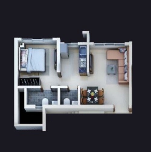 Floor plan of 1 BHK 321 Sq. Ft. Apartment in Dimple 19 North, Mumbai