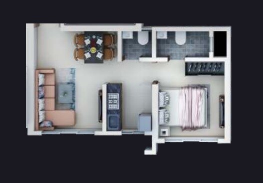 Floor plan of 1 BHK 330 Sq. Ft. Apartment in Dimple 19 North, Mumbai