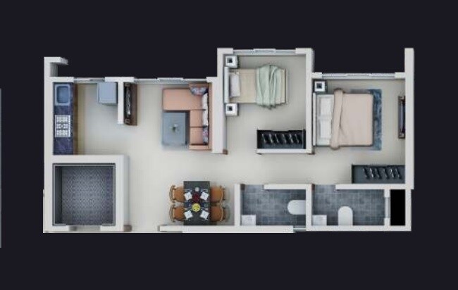 Floor plan of 2 BHK 433 Sq. Ft. Apartment in Dimple 19 North, Mumbai