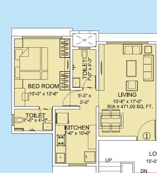 1 BHK 352 Sq. Ft. Apartment
