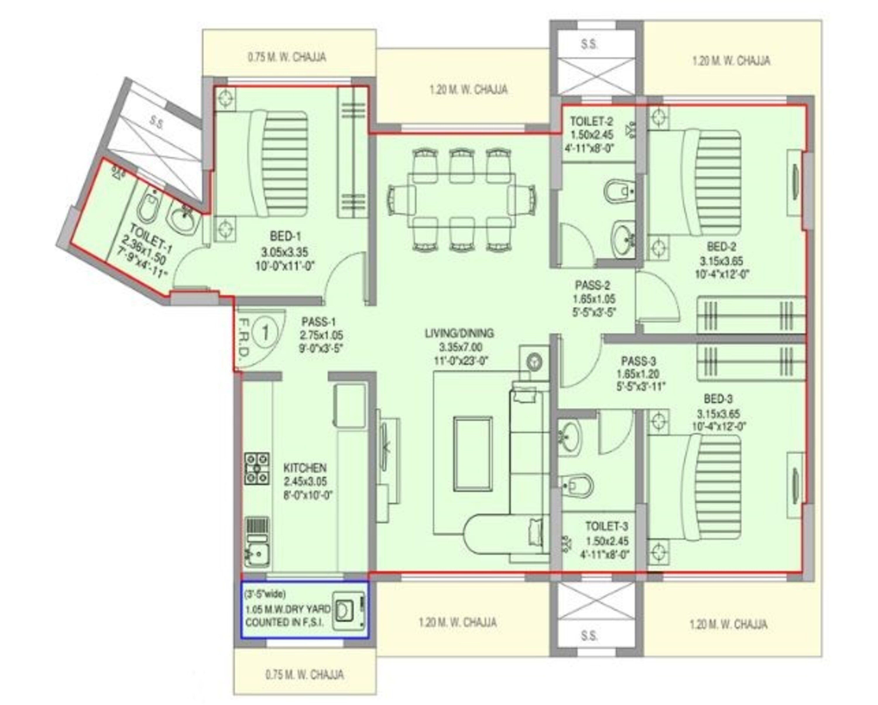 divine aspen garden apartment 3bhk 1485sqft21