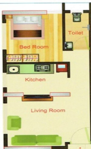 Floor plan of 1 BHK 322 Sq. Ft. Apartment in DK Residency, Mumbai