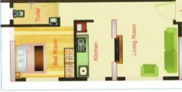 Floor plan of 1 BHK 331 Sq. Ft. Apartment in DK Residency, Mumbai