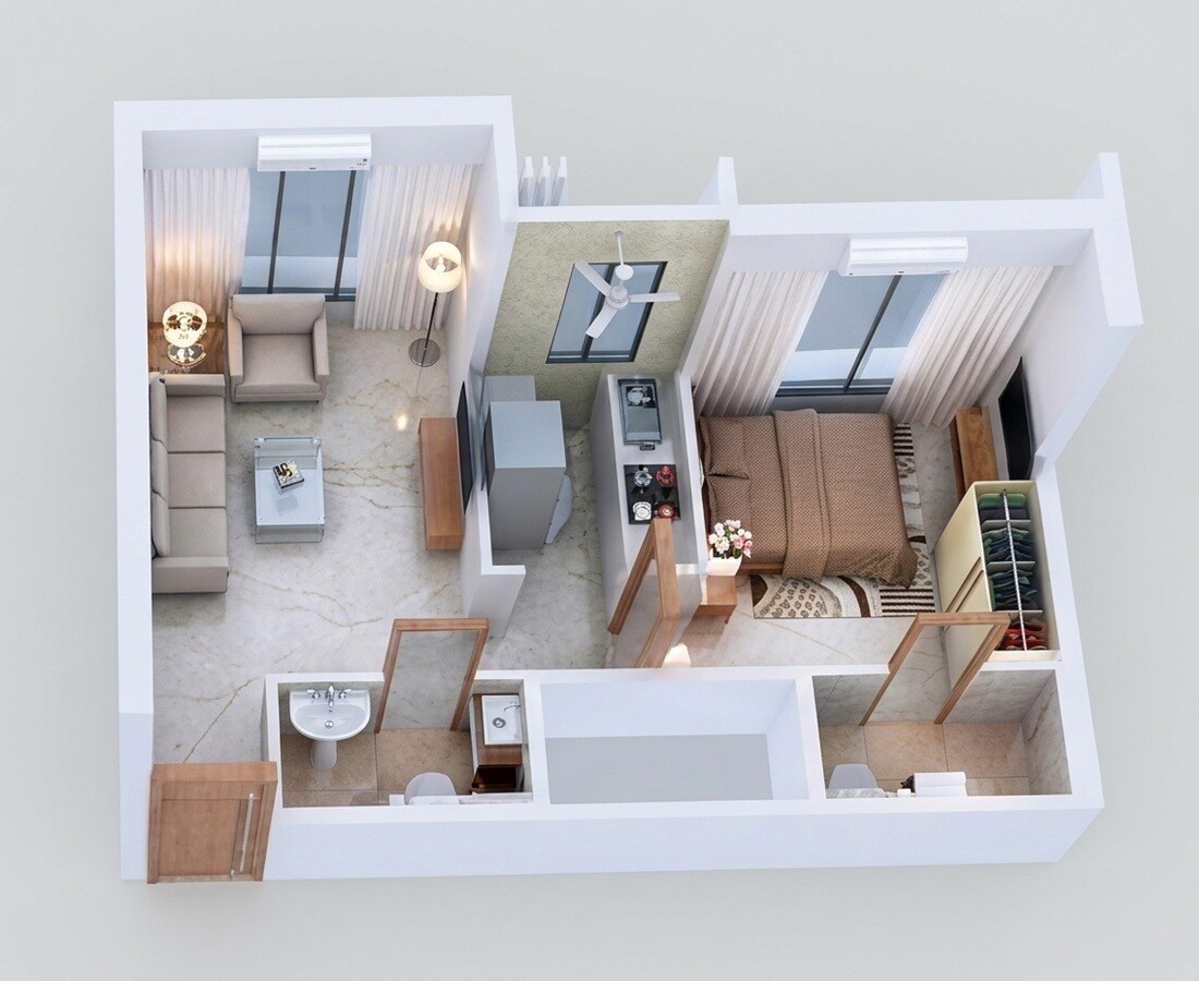 1 BHK 351 Sq. Ft. Apartment