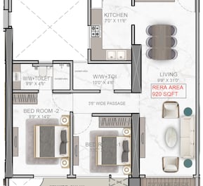 2 BHK 920 Sq. Ft. Apartment in DLH Signature
