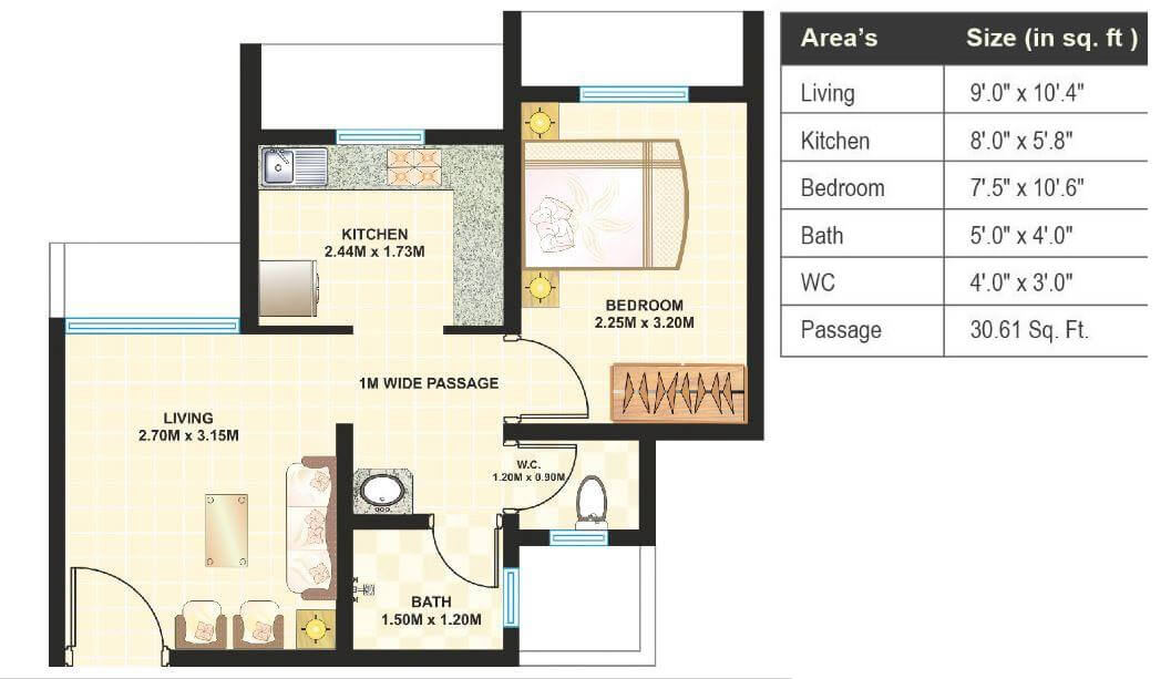 1 Bhk 543 Sq Ft Apartment