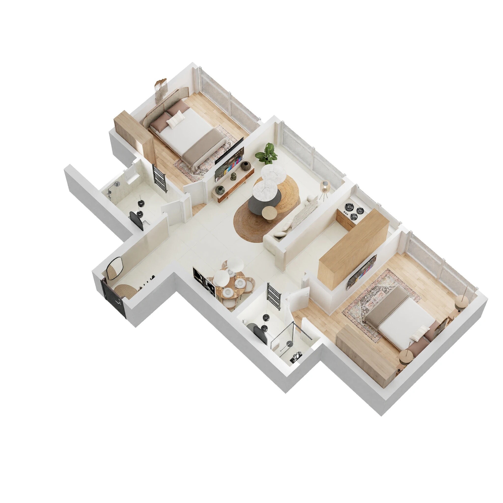 2 BHK 666 Sq. Ft. Apartment