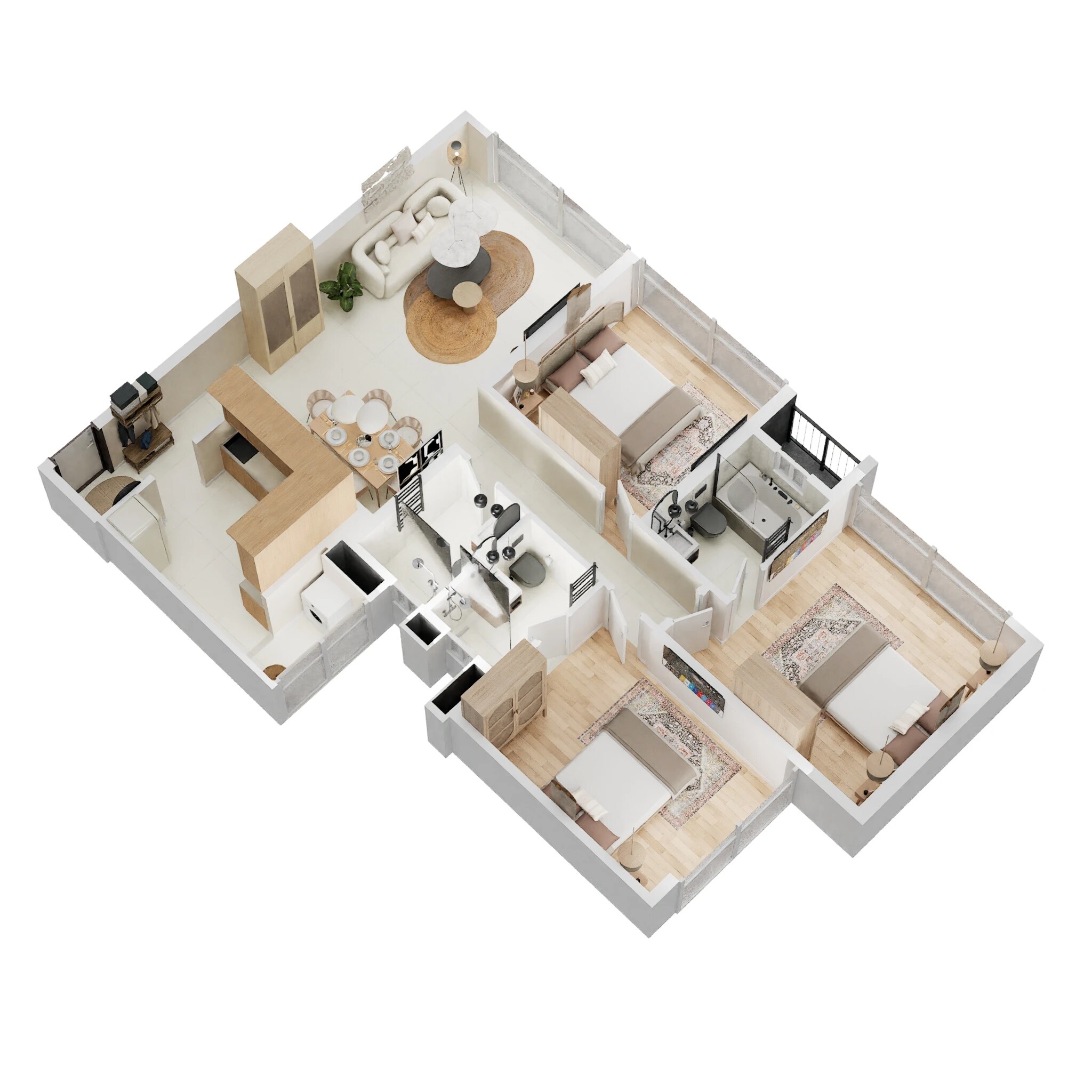 3 BHK 965 Sq. Ft. Apartment