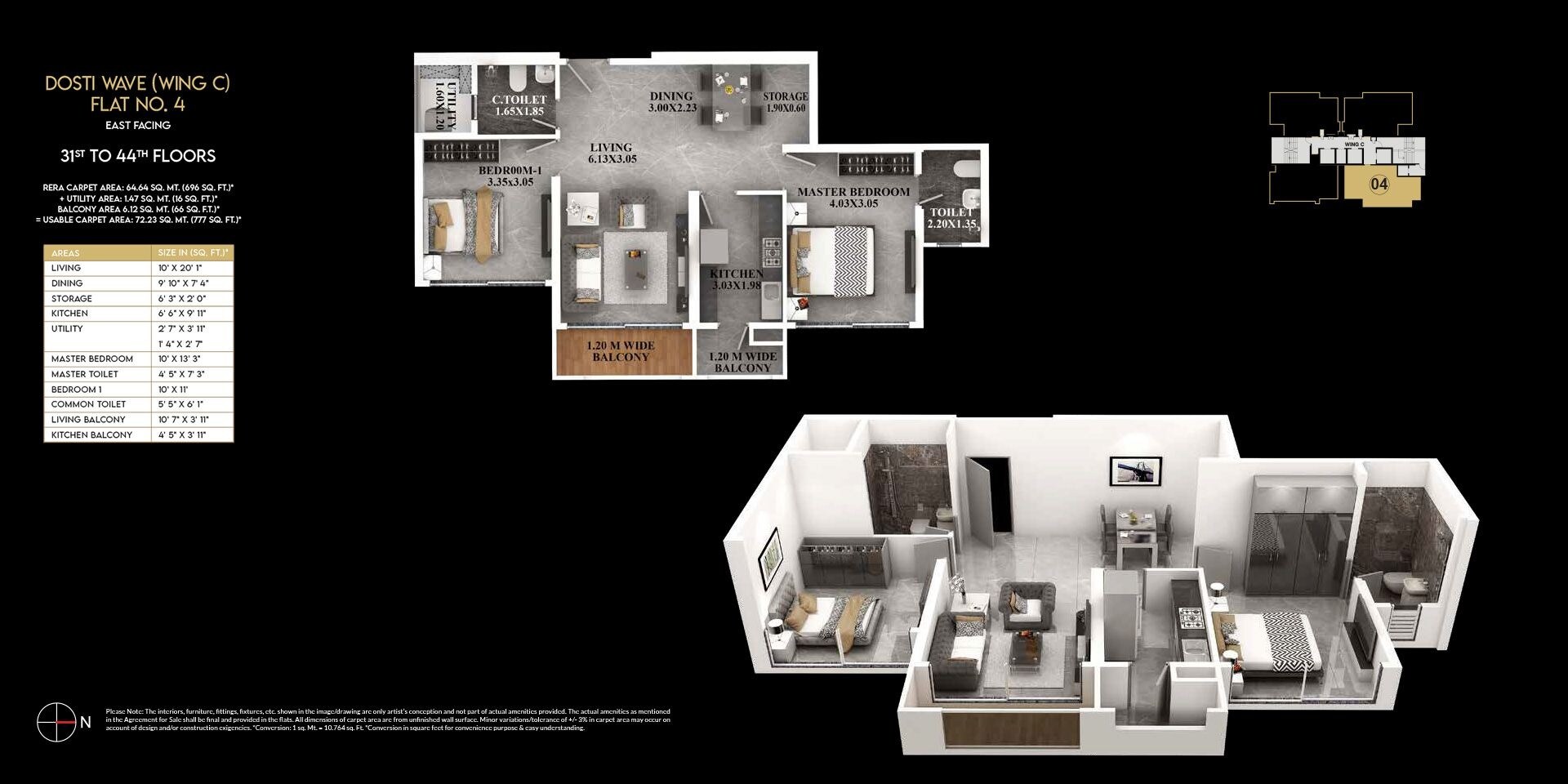 2 BHK 777 Sq. Ft. Apartment