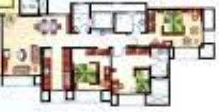Floor plan of 3 BHK 1253 Sq. Ft. Apartment in Dosti Group Flamingos, Mumbai