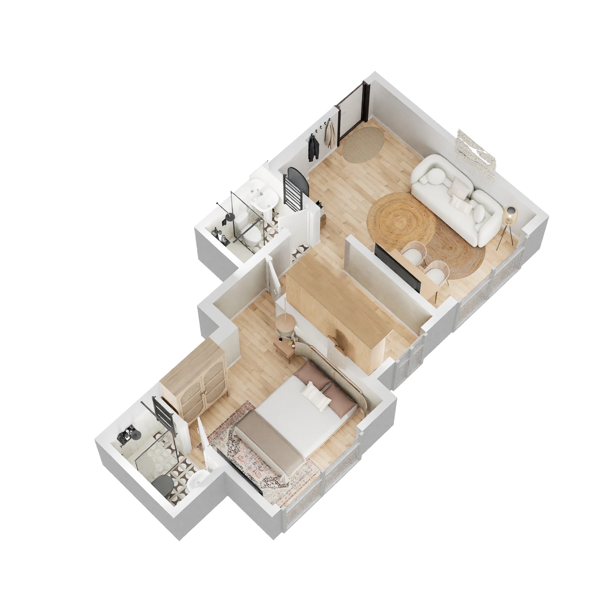 Floor plan of 1 BHK Apartment - 413 sq. ft. in Dotom Isle, Mumbai
