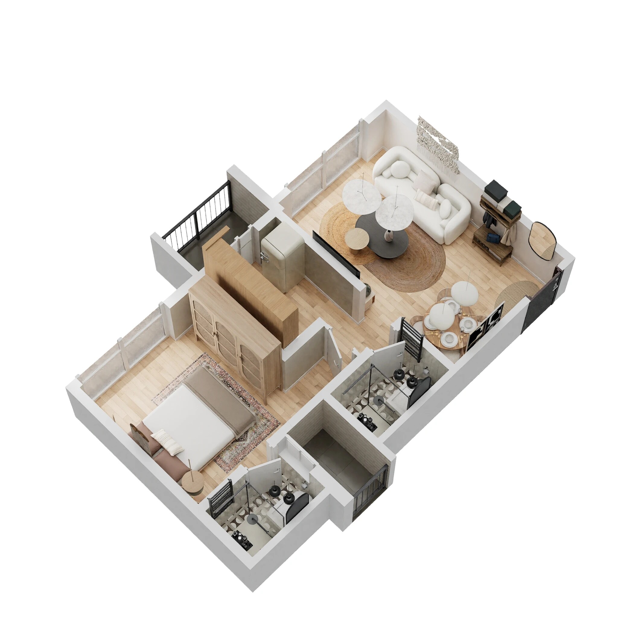 Floor plan of 1 BHK Apartment - 424 sq. ft. in Dotom Isle, Mumbai