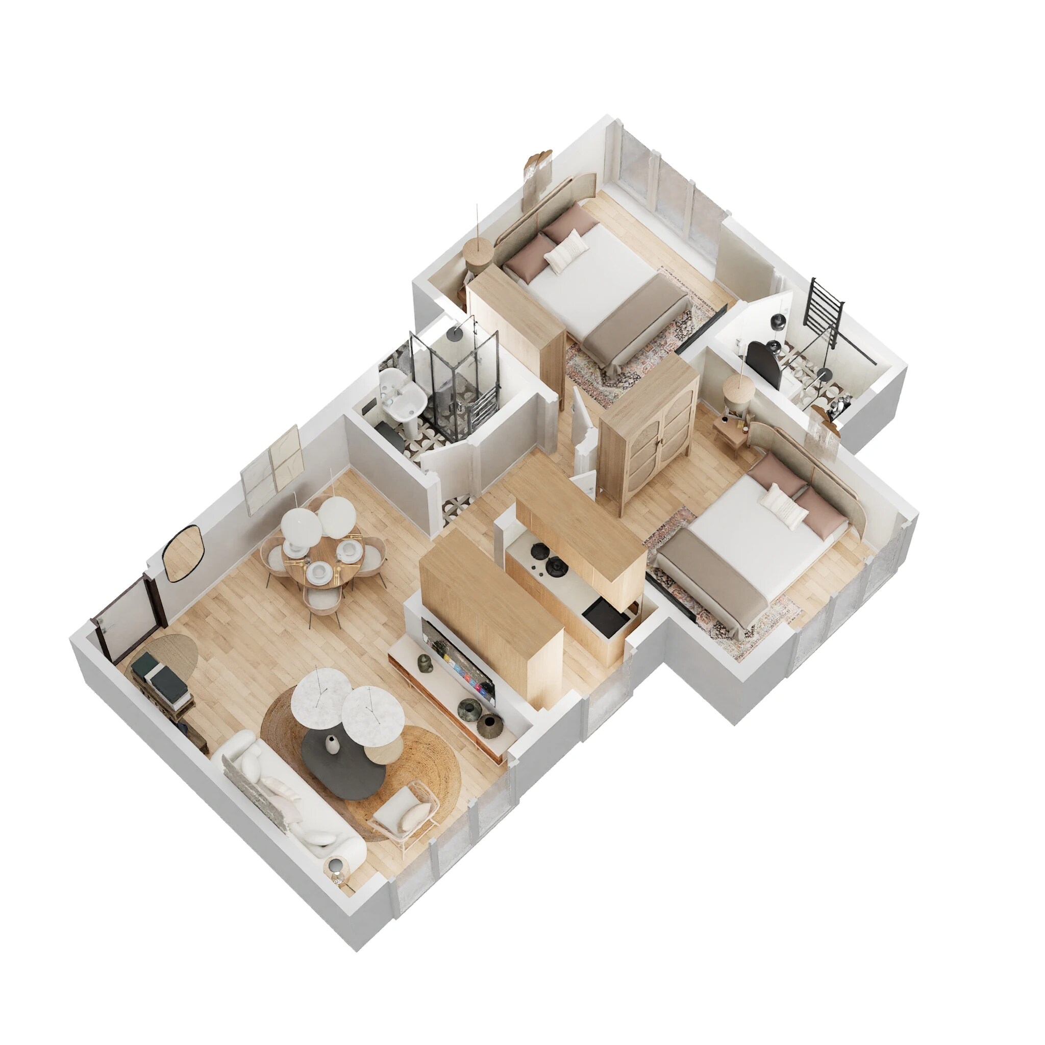 Floor plan of 2 BHK Apartment - 772 sq. ft. in Dotom Isle, Mumbai