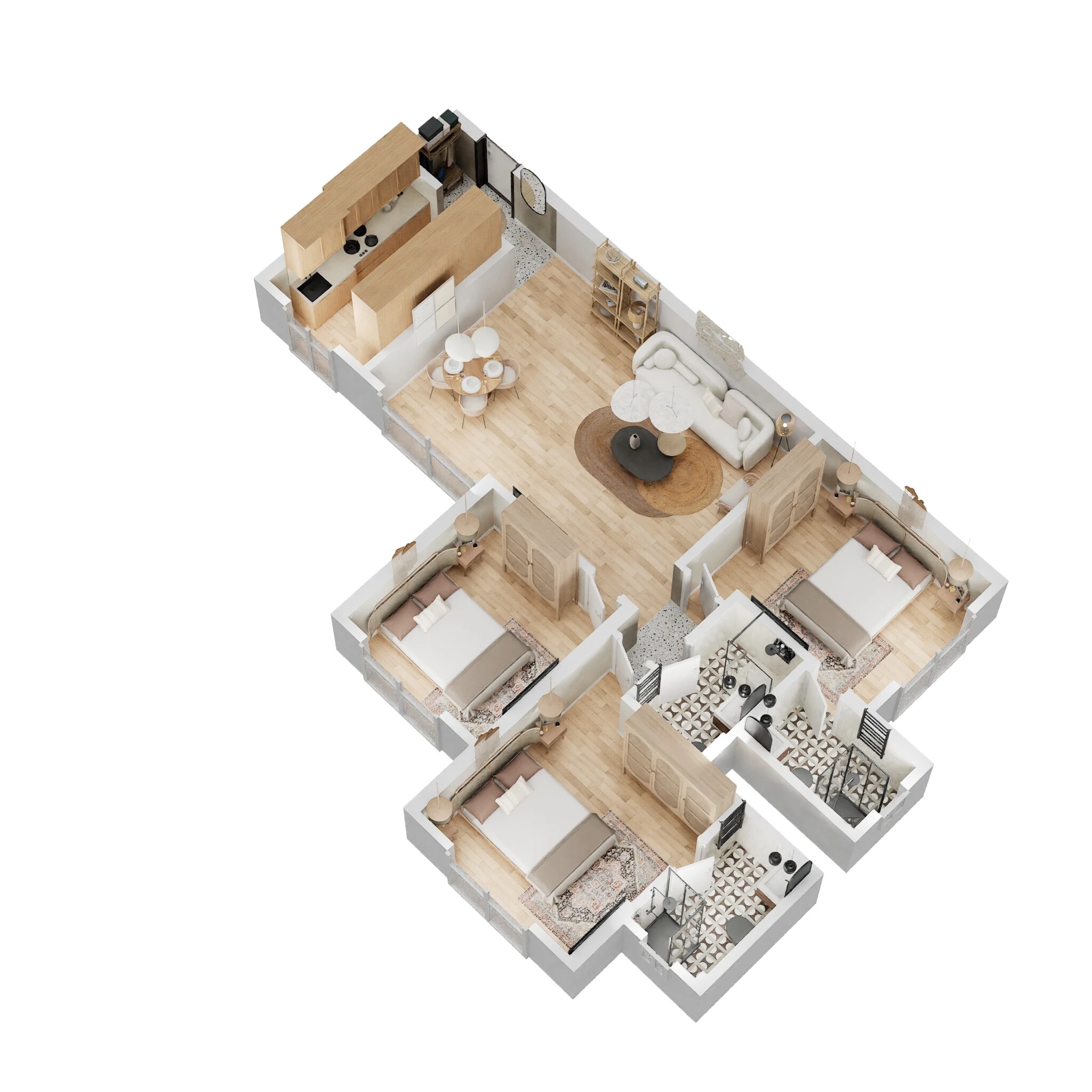 Floor plan of 3 BHK Apartment - 984 sq. ft. in Dotom Isle, Mumbai