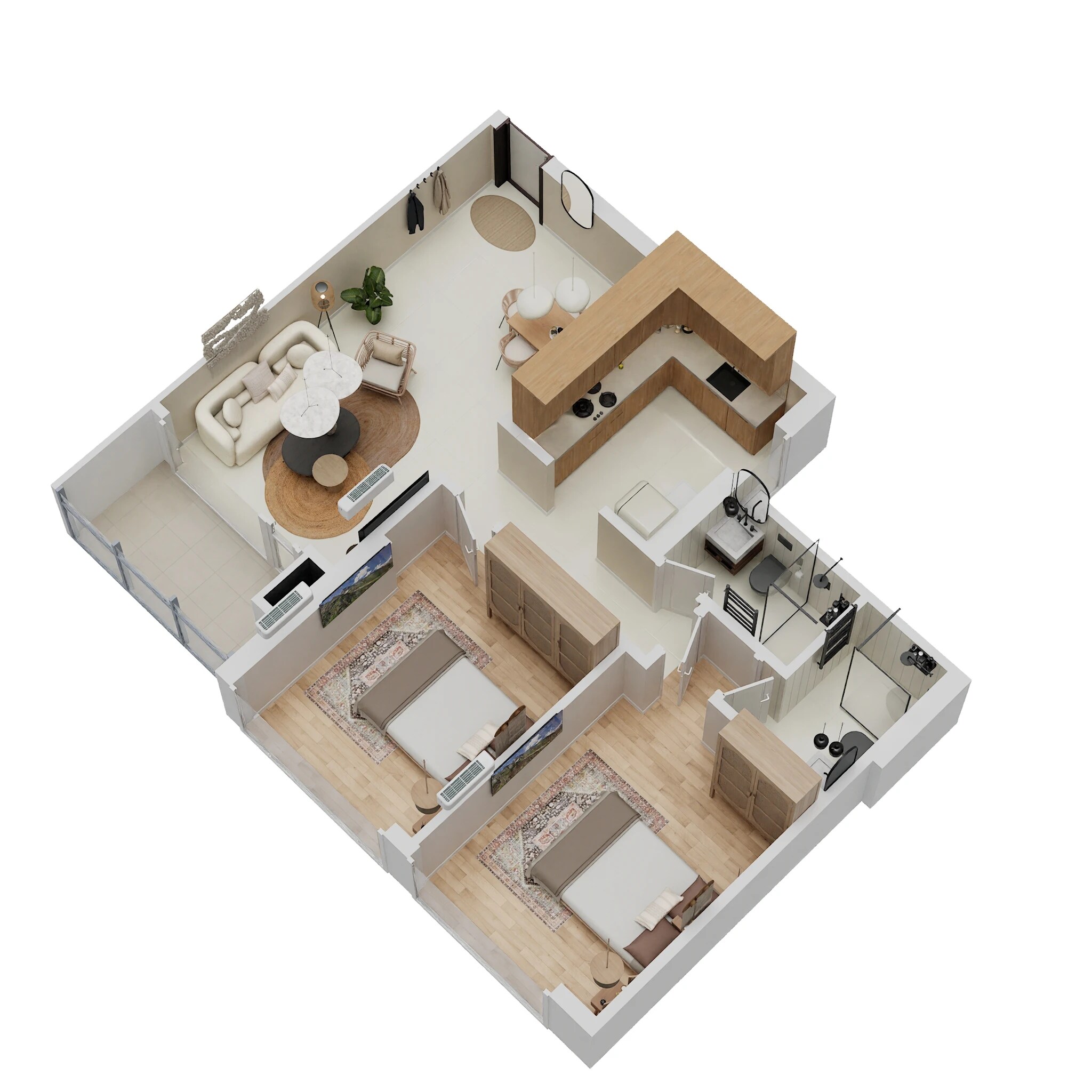 Floor plan of 2 BHK 770 Sq. Ft. Apartment in Dotom Jewel, Mumbai